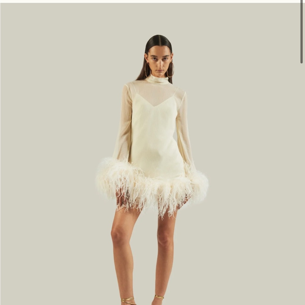 Taller Marmo Ivory Mini Feathered Dress - Picture 2 of 3